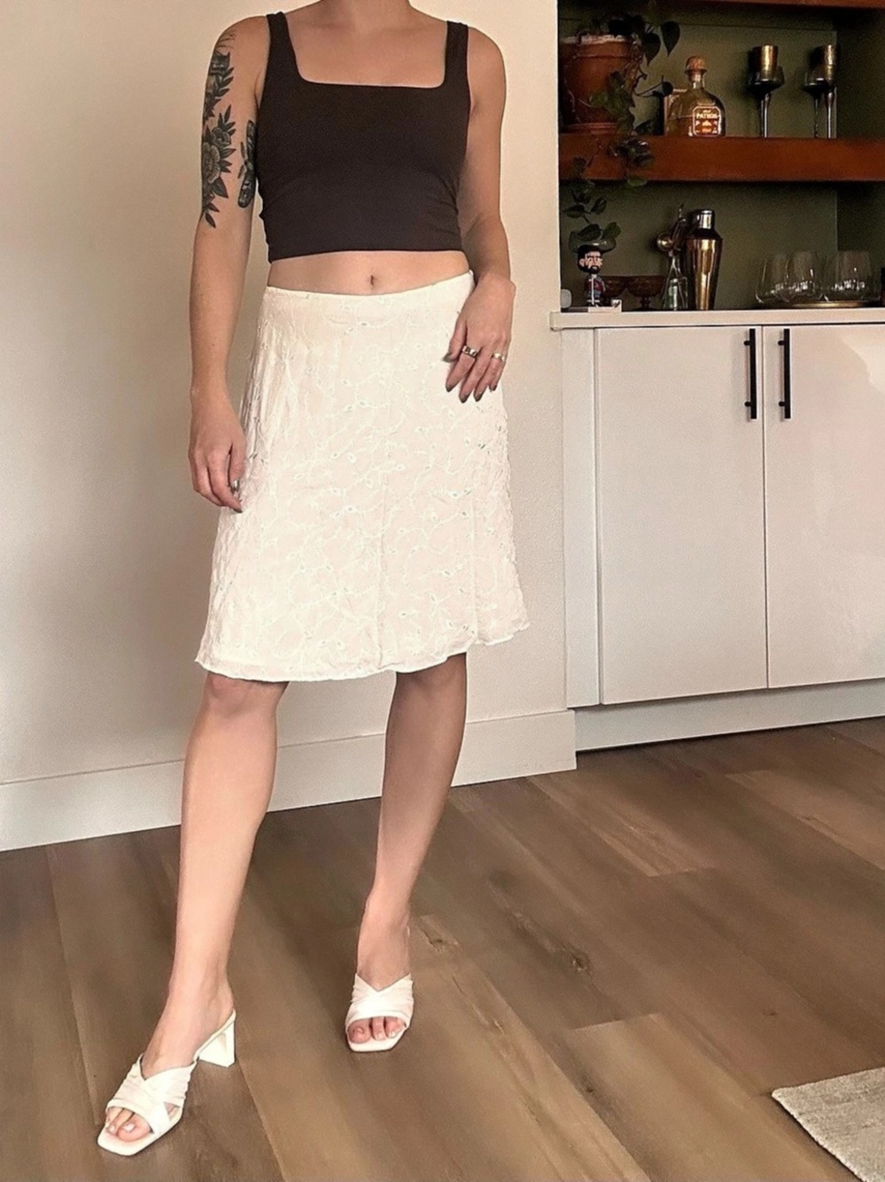Ralph Lauren VINTAGE Y2K Floral Embroidered A-Line Skirt